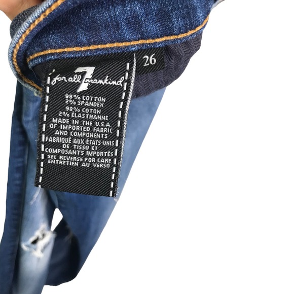 7 For All Mankind Women's The Ankle Skinny Jeans Mid-Rise Blue Denim Cotton 26 - Picture 13 of 14